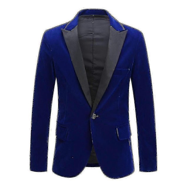 Men's Velvet Blazer Slim Fit Solid Tuxedo Jacket Business Casual Blazer 26s