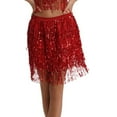 thumbnail image 4 of VUPSGEZ Sequin Fringe Women's Nightclub Skirt Skirt Stage With Sparkly Sparkly Costume Fashion Skirt (Red,M), 4 of 4