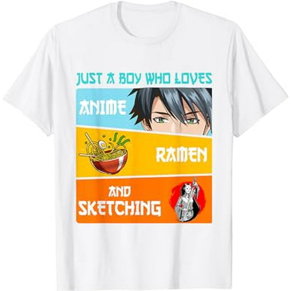 Just A Boy Who Loves Anime Ramen And Sketching Japan Anime T-Shirt