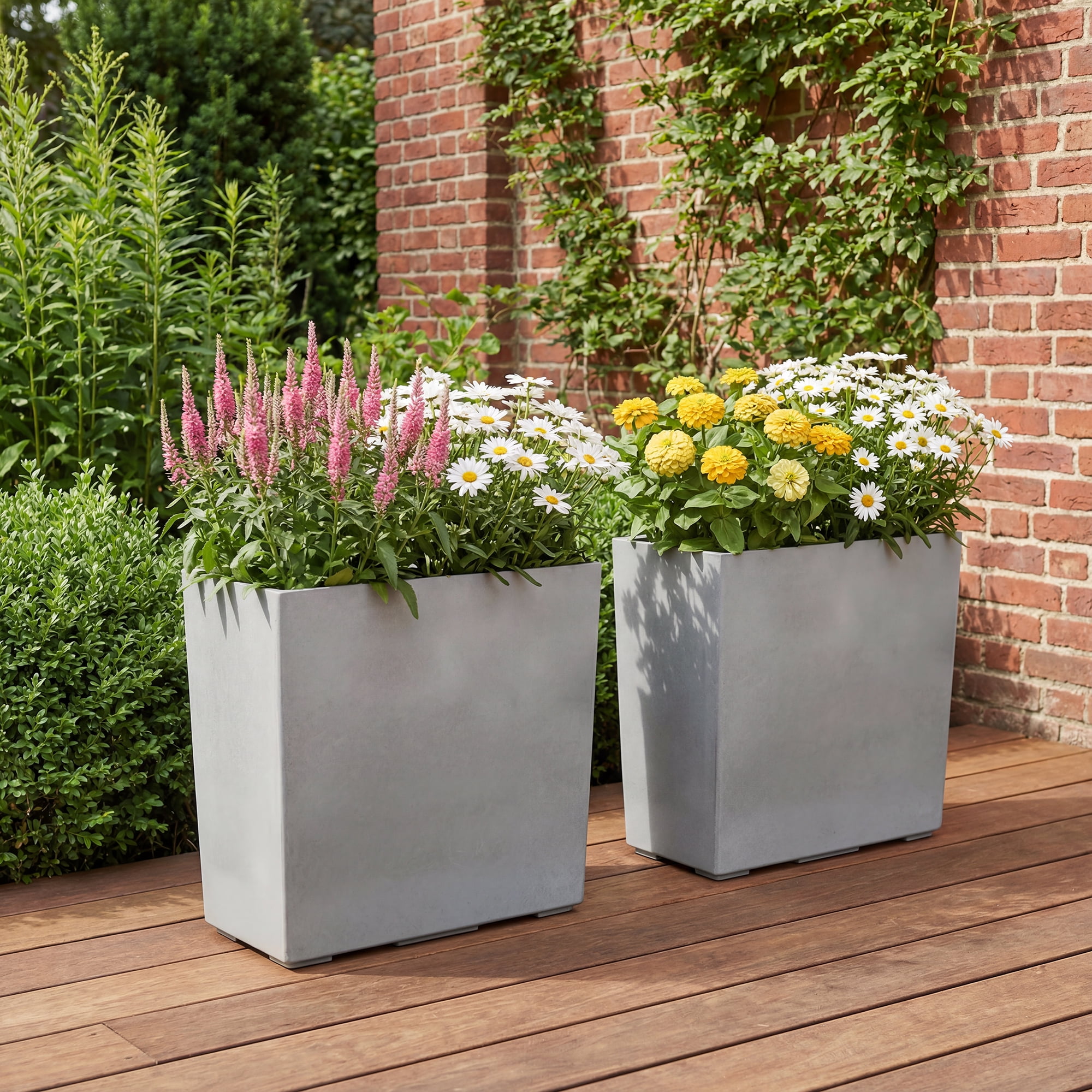 Mainstays Asher 24" x 12" x 24" Rectangle Gray Plastic Planter