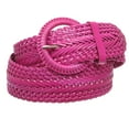 thumbnail image 2 of 2 Inch Wide Genuine Leather Braided Woven Round Belt, 2 of 3