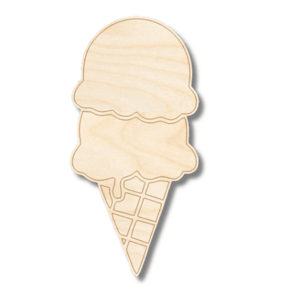 Unfinished Wood Etched Double Stack Ice Cream Shape 12" / 1/4"