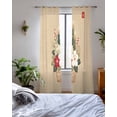 thumbnail image 3 of Cherry Blossoms Sheer Curtains 63 Inch Length 2 Panels Set for Living Room/Bedroom, Japanese Spring Floral Leaves Vintage Beige Kitchen Curtains Grommet Curtains Window Treatments 42"x63"x2, 3 of 7