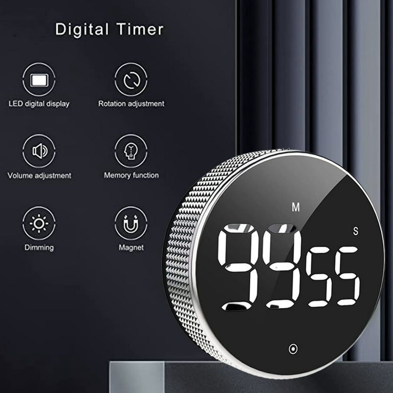 Digital Kitchen Timer, Magnetic Countdown Timer with Adjustable Volume,  Silent Timer for Kids, Teachers and Elderly, Classroom, Home Work, Fitness