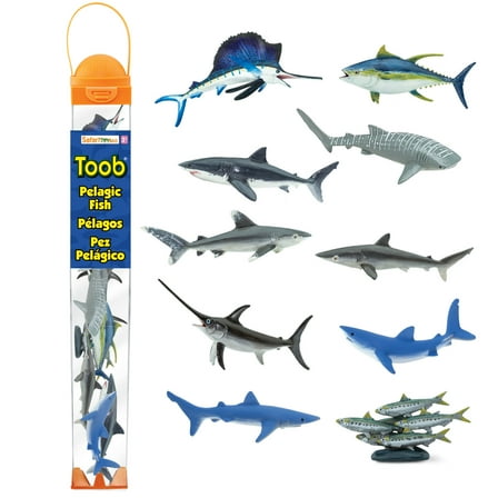 Safari Ltd. Pelagic Fish TOOB - 10 Figurines of Sharks, Fish and Whales - Educational Toy Set for Boys, Girls & Kids Ages 3 