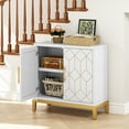thumbnail image 7 of HLR 30.7" White Accent Cabinet with 2 Doors, Entryway Cabinet with Gold Trim, Modern Buffet Sideboards, 7 of 7