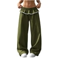 thumbnail image 3 of Wide Leg Sweatpants for Women Fashion Solid Color Loose Elastic Waist High Waist Straight Leg Long Pants With Lace Pockets, 3 of 6