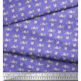 thumbnail image 3 of Soimoi Purple Poly Georgette Fabric Leaves,Floral & Bird Stripe Printed Fabric 1 Yard 42 Inch Wide, 3 of 3