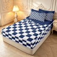 thumbnail image 2 of Manfei Checkered Art Zipper Twin Comforter Sets with Fitted Sheet and 2 Pillowcases,Geometric Plaid Zipper Bedding Set,Navy White,Navy Blue Reversible,4pcs, 2 of 8