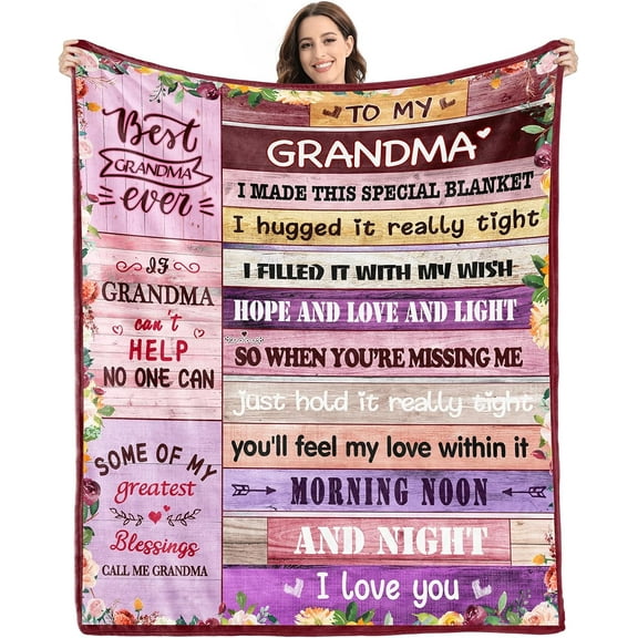 Grandma Gifts Blanket,Grandma Birthday Gifts,Great Best Grandma Gifts,Gifts for Grandma from Grandchildren Granddaughter Grandson,New Grandma Gifts,Grandmother Throw Blanket 60inx50in