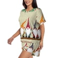 thumbnail image 2 of Fuzoiu Christmas Card With Gnomes Print Women's Short-Sleeved Pajama Set,Lounge Sleepwear Set,Womens Pajama Sets 2 Piece,Button-Up Top and Shorts with Pockets-3X-Large, 2 of 7