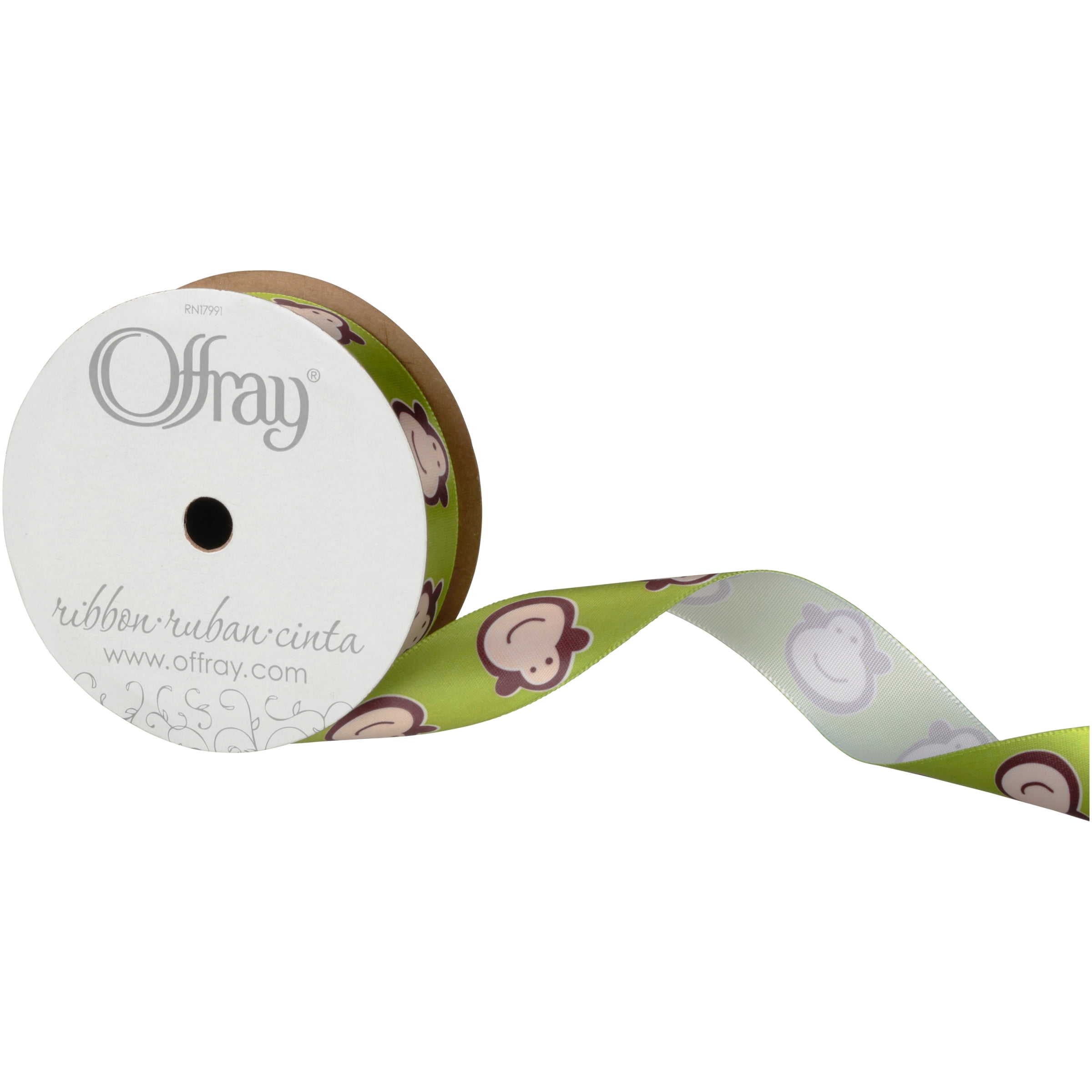 Offray 7/8" Monkey Ribbon, 9 Ft.