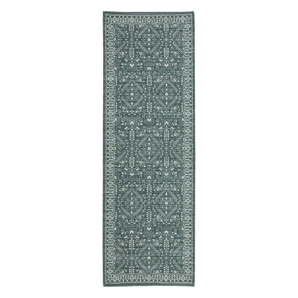 Mainstays Wexford Vintage Indoor Runner Rug, Teal, 20” x 60”