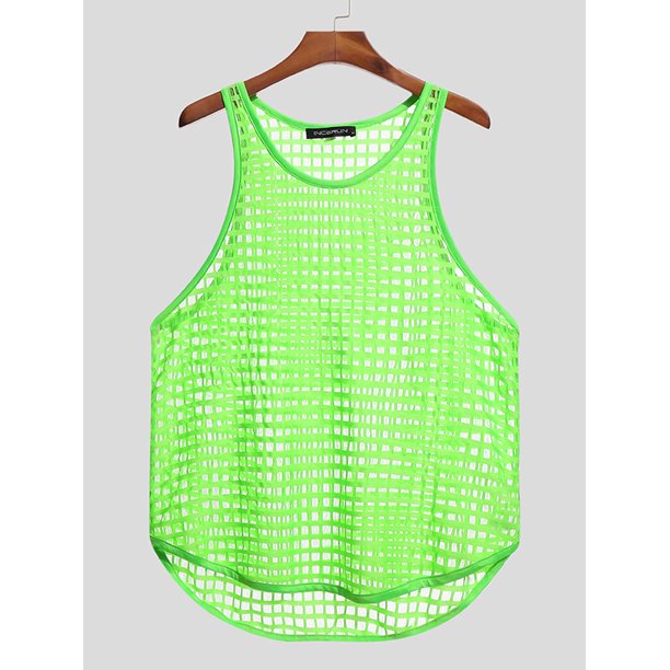 Men's Mesh Cutout Grid Sleeveless Sports Tank Tops