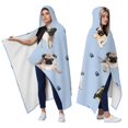 thumbnail image 2 of Wearable Blanket,Pug and Footprints Hooded Wearable Flannel Blanket for Adults & Teens,Winter Poncho Shawl Wrap Cape Cozy Anti-Pill,50"x60", 2 of 5