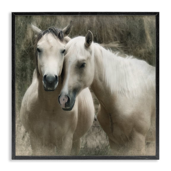 Stupell Industries Rustic Lodge Snuggling Horses on Farm Black Framed Giclee Art, 12 x 12, by Rhonda Addison