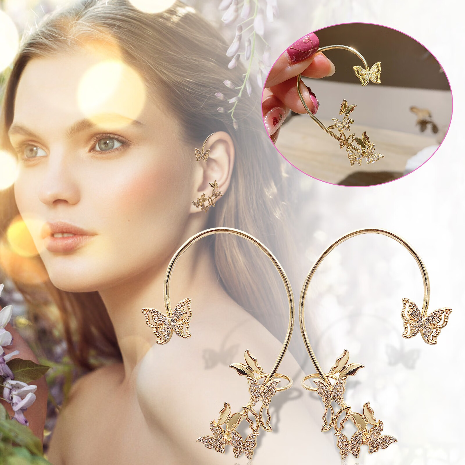 Butterflys For Women Around Earrings Butterflys Wrap Ear Ear Piercing