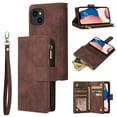 thumbnail image 1 of Jiahe Cover For iPhone 14 Wallet Case 6.1 inch,with Card Holder Wrist Strap Premium Leather Flip Kickstand Full Body Protection Case Cover,Coffee, 1 of 8