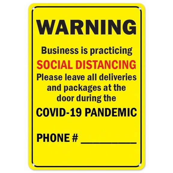 SignMission OS-NS-P-1218-25517 Covid-19 Notice Sign - Warning Business Is Practicing Social Distancing