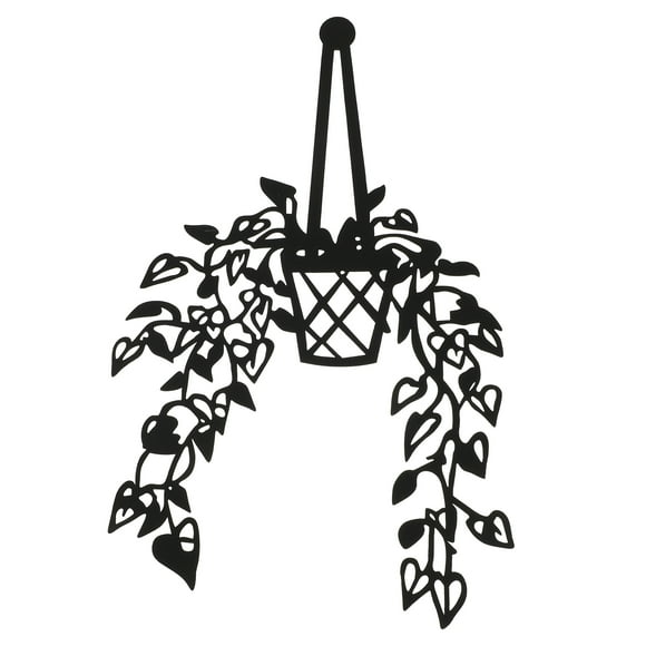 Metal Wall Decor Wrought Iron Art Silhouette Flower Pot Wall Decoration