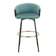 thumbnail image 6 of Claire Contemporary Glam Barstool In Black Metal And Light Blue Velvet With Gold Metal Footrest - Set Of 2, 6 of 7
