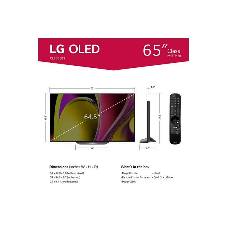 LG 65 Inch Class B3 series OLED 4K UHD Smart webOS 23 with