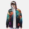 thumbnail image 2 of Daiia Colorful Flower Bird UPF 50+ Sun Protection Hoodie Jacket Lightweight Long Sleeve Sun Shirt for Women Men with Pocket Hiking Outdoor-Medium, 2 of 7