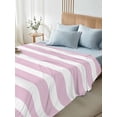 thumbnail image 4 of Pink Stripe California King Size Flat Sheet, Wrinkleproof & Fadeproof Cooling Flat Bed Sheet Only, Modern Simple Geometric White Striped Breathable Soft Bedding Top Sheets 108 x 98 Inches, 4 of 8