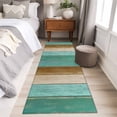 thumbnail image 4 of 2'x6' Rug Runners for Hallways Kitchen, Teal Brown Wooden Non Slip Entryway Beside Floor Carpet Runner, Farmhouse Vertical Striped Art Washable Laundry Room Bedroom Throw Rugs Mat for Family Pet, 4 of 8