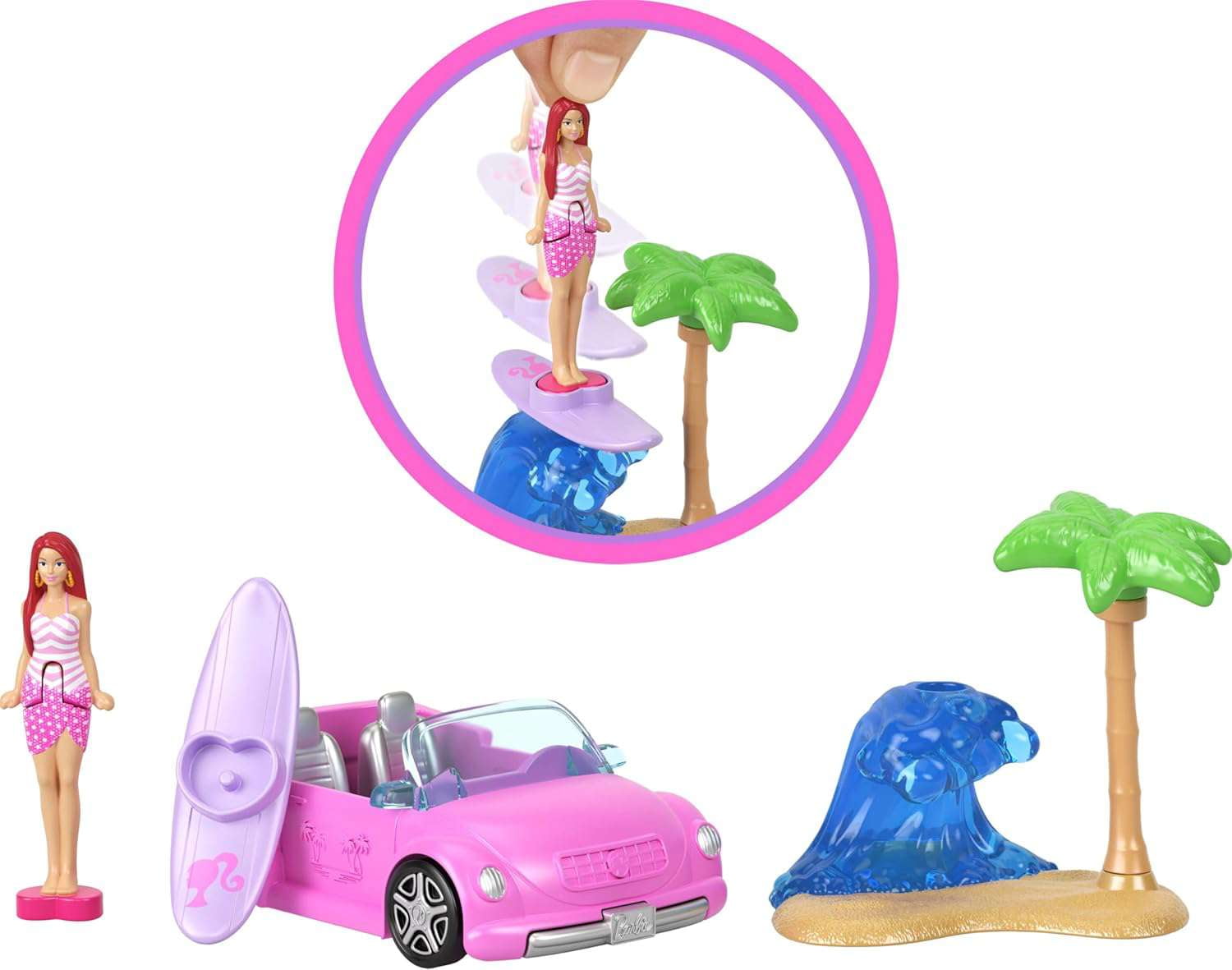 Color Change Barbie DreamCamper, Dream Plane, Care Clinic & Beach Bug Convertible Mini Playset