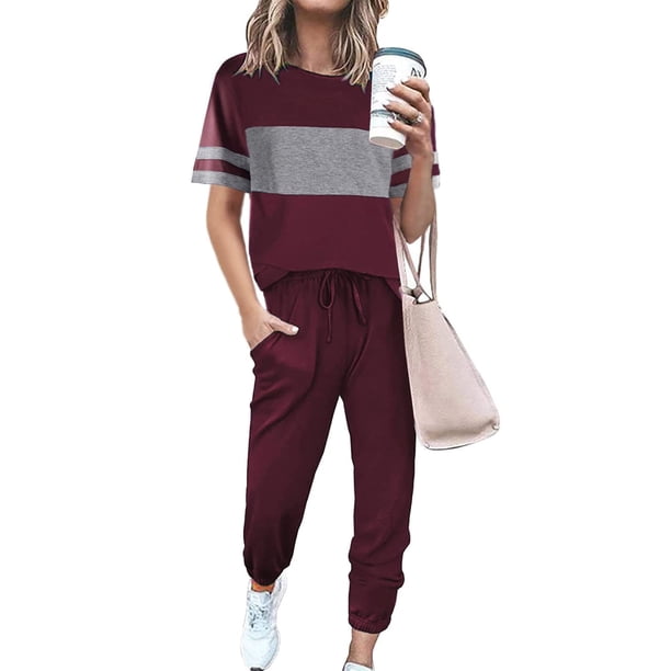 Conjunto Deportivo PRETTYGARDEN 2025 para Mujer Dos Piezas a Rayas XL