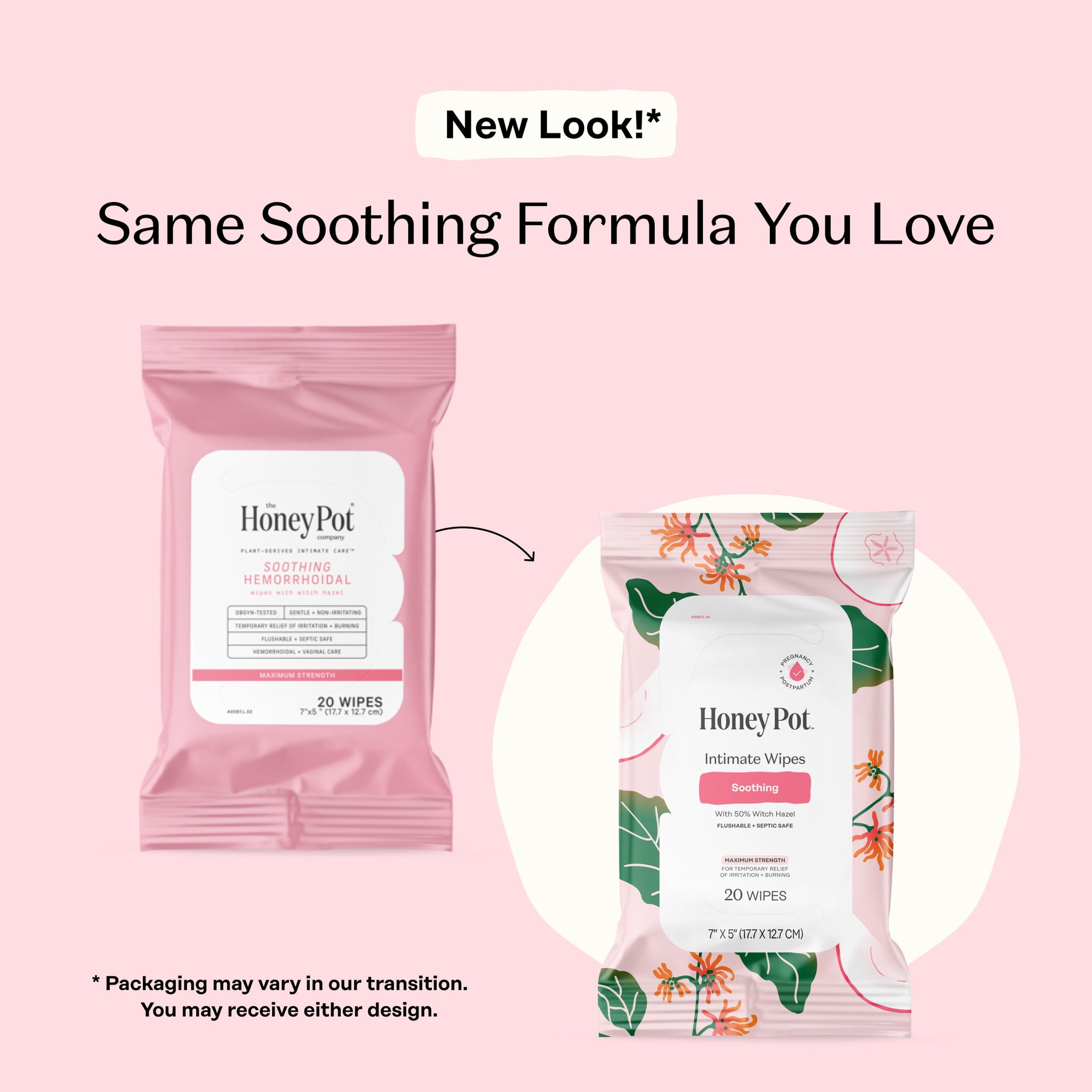 Honey Pot Intimate Wipes - Witch Hazel, 20 Count