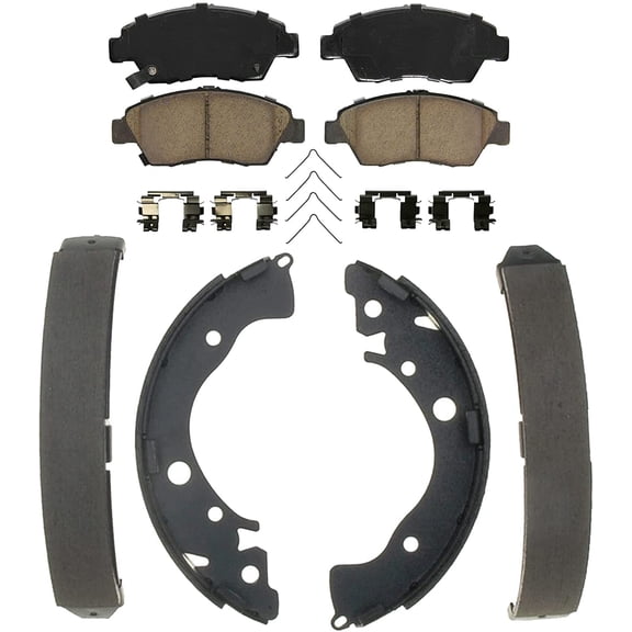 Detroit Axle - Brake Kit for 2009-2013 & 2015-2020 Honda Fit, Front Ceramic Brake Pads Rear Semi-metallic Brake Shoes 2010 2011 2012 2016 2017 2018 2019
