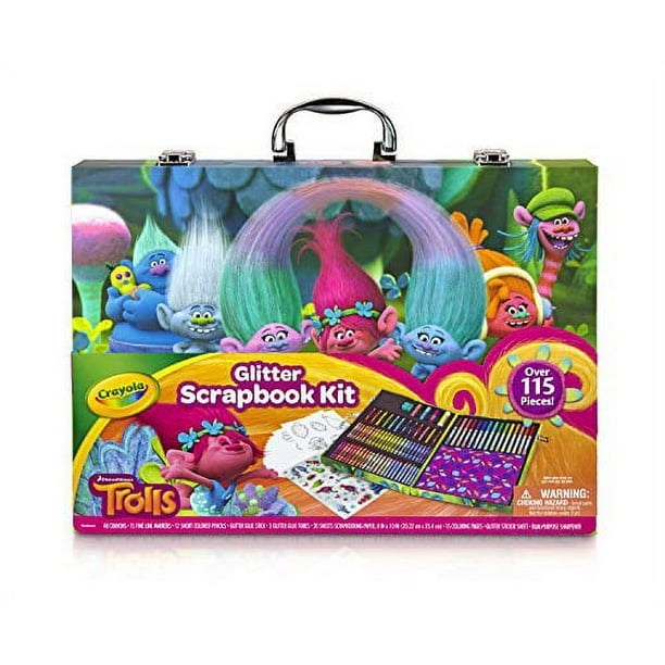 Kit de Libro de Recortes Crayola 1836532 con Purpurina DreamWorks Trolls 1