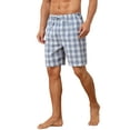 thumbnail image 4 of INSPIRE CHIC Men's Plaid Drawstring Waist Checked Pattern Lounge Pajama Shorts 34 Blue Gray, 4 of 5