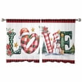 thumbnail image 2 of Love Christmas Sheer Curtains 54 Inches Long, Tropical Tree Red Black Plaid Xmas Light Filtering Window Curtains for Living Room/Bedroom, Rod Pocket Voile Sheer Curtain Drapes, 52"W x 54"L, 2 Panels, 2 of 9
