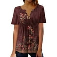 thumbnail image 2 of SMihono Hauts pour Femmes Été Chic Décontracté Mode Femme Décontracté Imprimé Col Rond Ample Manches Courtes T-shirt Haut Blouse Chandail Oversize T-shirt pour Femmes, 2 of 5