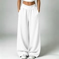 thumbnail image 2 of hotojiny Womens Wide Legs Sweatpants Fashion Colorblock Pants with Pockets Elastic Waist Baggy Pants Streetwear(White,X-Large), 2 of 8