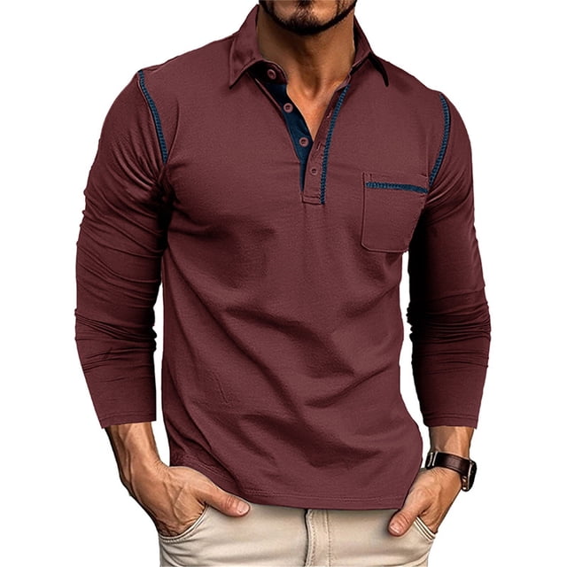 Camisa de manga larga a cuadros con botones para hombre: mezcla de algodón informal, bolsillo en el pecho, corte clásico para el trabajo diario y el ocio