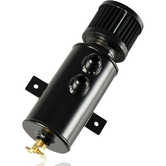 YIUIY Universal 10AN Oil Catch Can Tank Baffled 750ml with Filter Aluminum Black