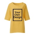 thumbnail image 3 of T-Shirts d'Été pour Femmes Manches 3/4 Col Rond Imprimé Floral Ample Tunique en Lin Décontractée, 3 of 6