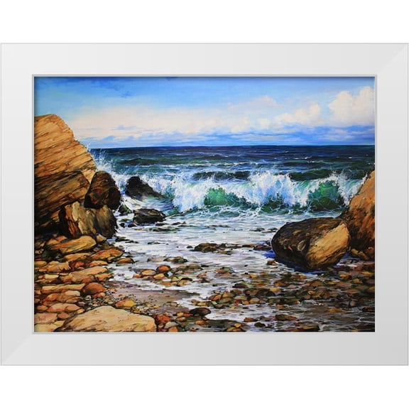 Cernov, Ivan 14x12 White Modern Wood Framed Museum Art Print Titled - When the Sea Calls I