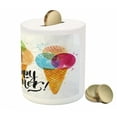 thumbnail image 3 of Food Piggy Bank, Print of Ice Cream Cones and Fruit Milk Dessert Composition Work of Art Print, Ceramic Coin Bank Money Box for Cash Saving, 3.6" X 3.2", Multicolor, by Ambesonne, 3 of 4