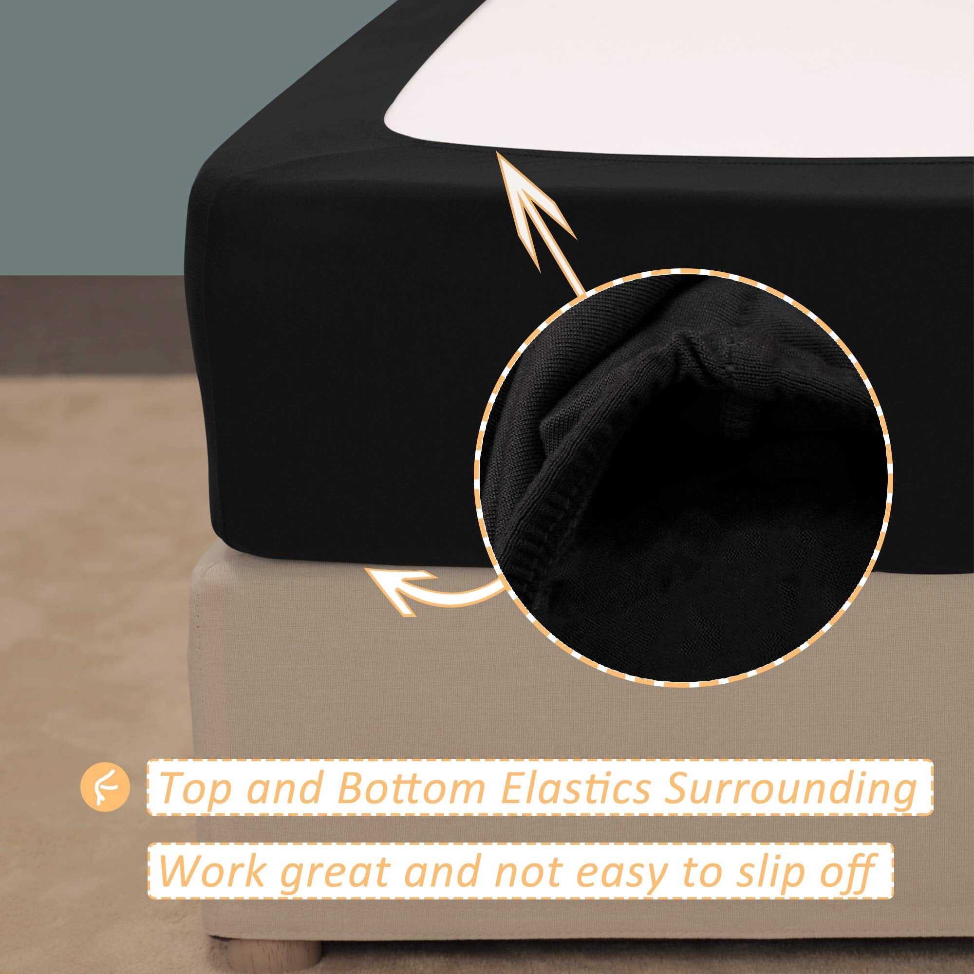 Stretch Jersey Box Spring Cover Wrap Around, Ultra Soft Wrinkle Resistant Bed Skirt Alternative, Queen Queen XL, Breathable Durable White Bedding