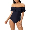 thumbnail image 5 of Csndyce Women One Piece Swimsuits Ruffled off Shoulder Backless Tummy Control Halter Bikini Female, 5 of 8