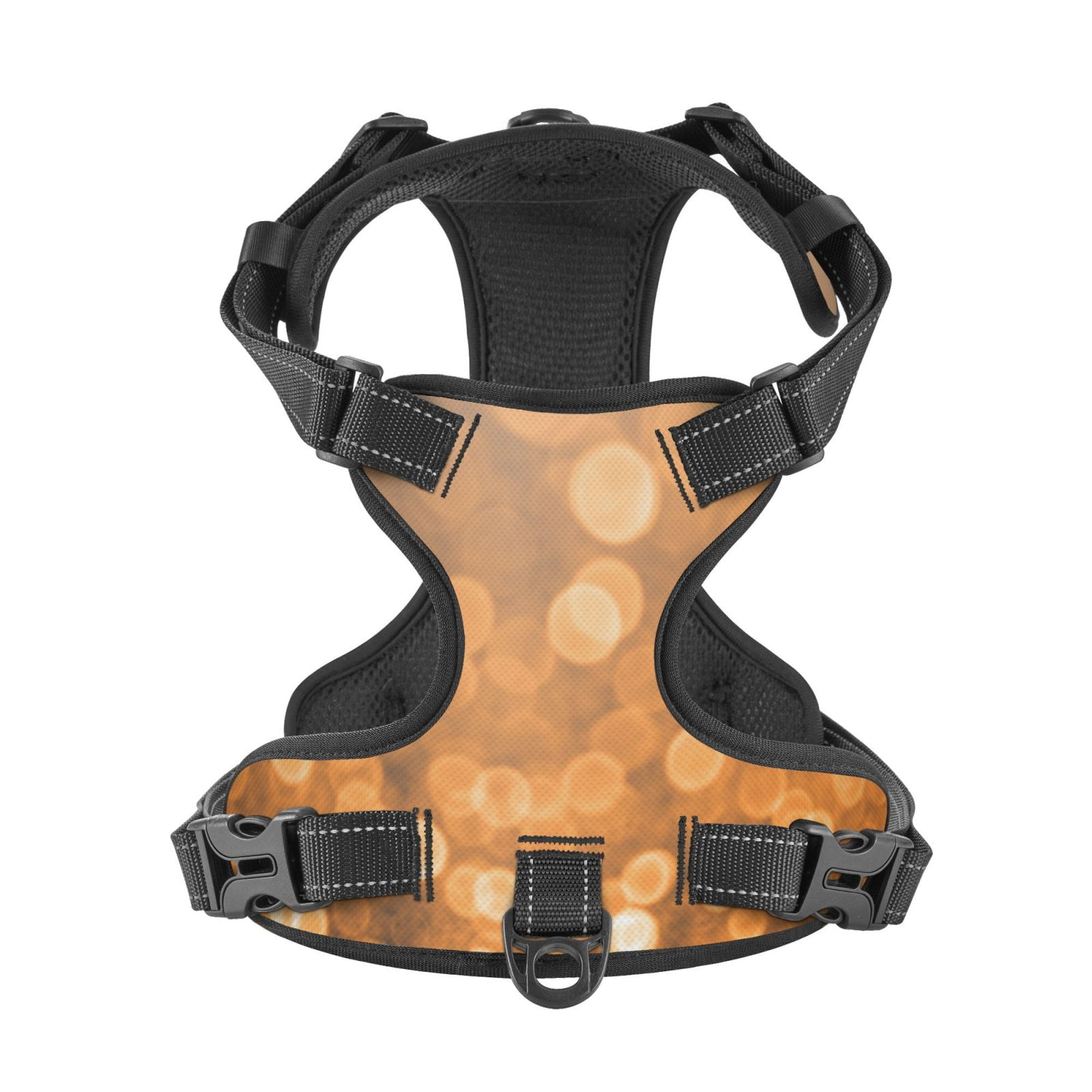 Kdxio Sparkling Orange and Black Print No Pull Dog Harness Adjustable Reflective Oxford Easy Control Medium Large Dog Harness for Training and Everyday-Medium