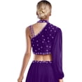 thumbnail image 2 of iiniim Women Shiny Rhinestone Dance Top Ballet Dance Adult Contemporary Shiny Crop Tops Purple M, 2 of 5