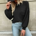 thumbnail image 6 of Women's 2024 Crew Neck Long Lantern Sleeve Casual Loose Ribbed Knit Solid Soft Pullover Sweater with Pocket, 6 of 6