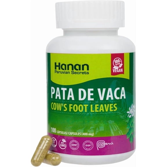 Pata de Vaca 100 Capsules – Supports Detox & Digestive Health 100% Pure Cow’s Foot Leaves (Bauhinia forficata) Vegan & Non-GMO Natural Herbal Supplement from Peru