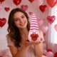 thumbnail image 5 of Figura de gnomo de San Valentín | Cuerpo de Cupido en forma de corazón con flechas doradas | Enano sin rostro con sombrero rosa para decorar repisas y repisas románticas, 5 of 6